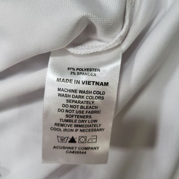 FootJoy Mens Large White Blue Smooth Pique Pieced Stripe Polo course logo sleeve - Picture 3 of 9